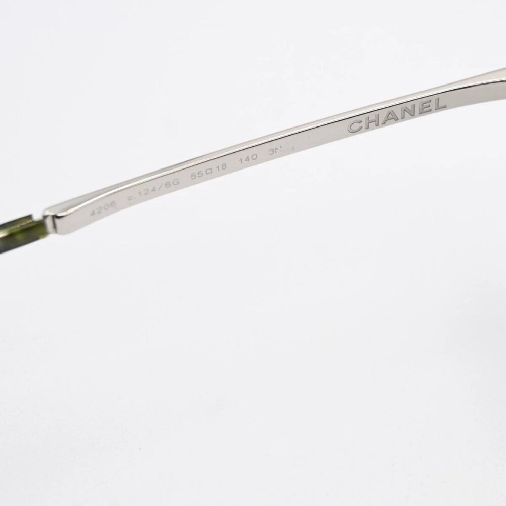 CHANEL CC Logo Sunglasses Eye Wear Mirror Lenz Plastic Metal Silver 4206 36RL592 - Picture 6 of 14
